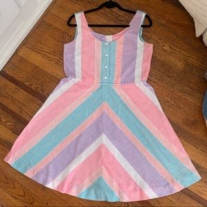 Adorable Vintage Pink/Blue/Purple/White Dress-Sz L
